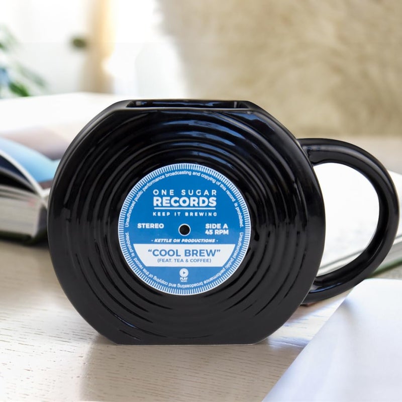 Gift Republic Vinyl Record Novelty Mug Retro Coffee Cup Music Lovers Gift Cool Retro Packaging Large Black Mug Birthday Christmas Gift For Music Fans - Image 4